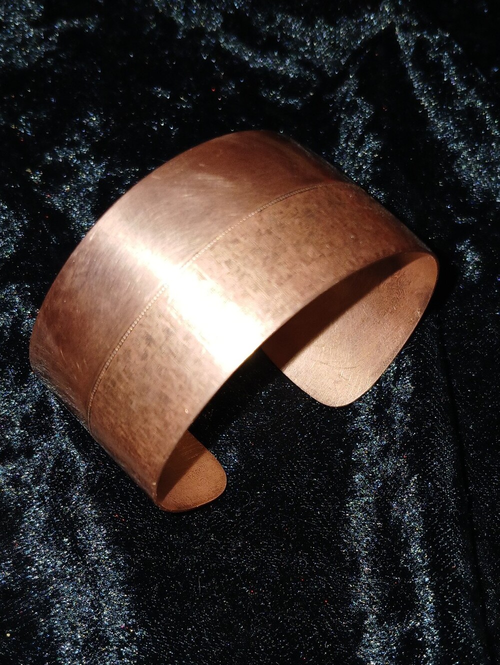 Vintage Hammered Copper Cuff Bracelet - Wide Statement Bangle